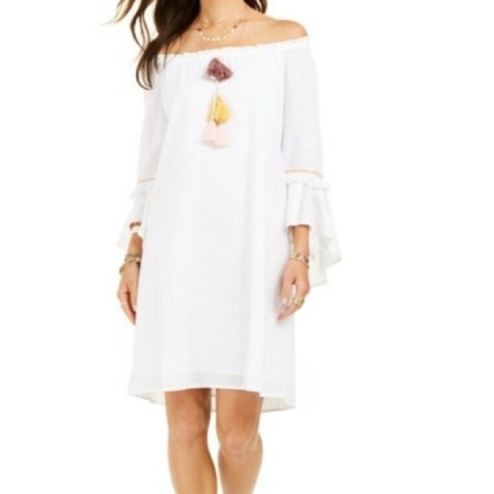 Style & co Dresses Style Co Womens S Tassel Dress white Swim cover NWT